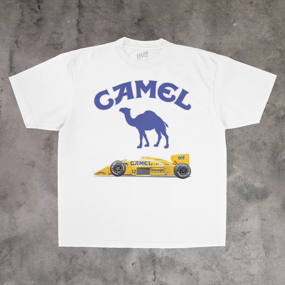 Streetwear Brand Marketing - Koszulka Vintage Racing Classic Camel Trendy