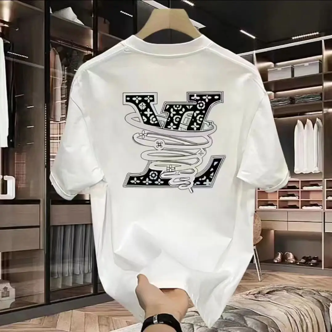 Streetwear Brand Marketing - Męska luksusowa koszulka z nadrukiem litery,